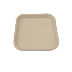 9-Inch Brown Square Bagasse Plate – Eco-Friendly & Sturdy Disposable Tableware